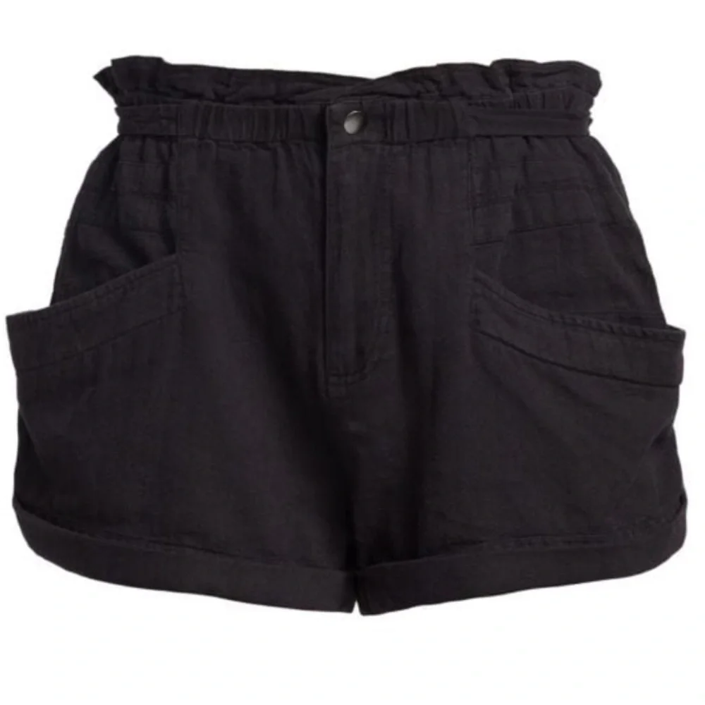 FREE PEOPLE BLACK LINEN-COTTON BLEND SHORTS NWT